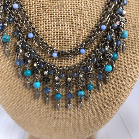 Vtg Multi-Layered Bib Necklace - Picture 3 of 10